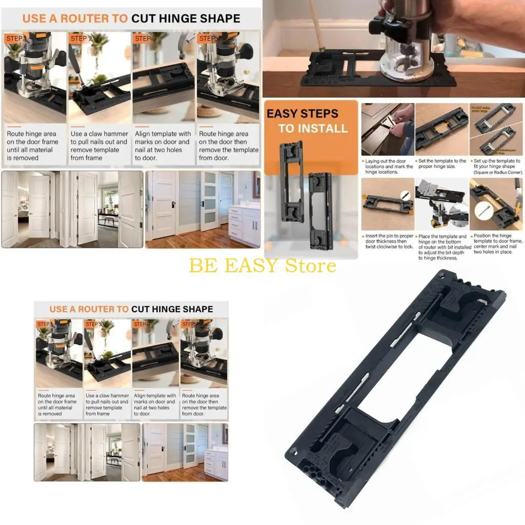 

E28F Precise Door Hinge Mortising Tool Door Hinge Jig With Router Bit For Perfect Fitment On Doors And Jambs Woodworking