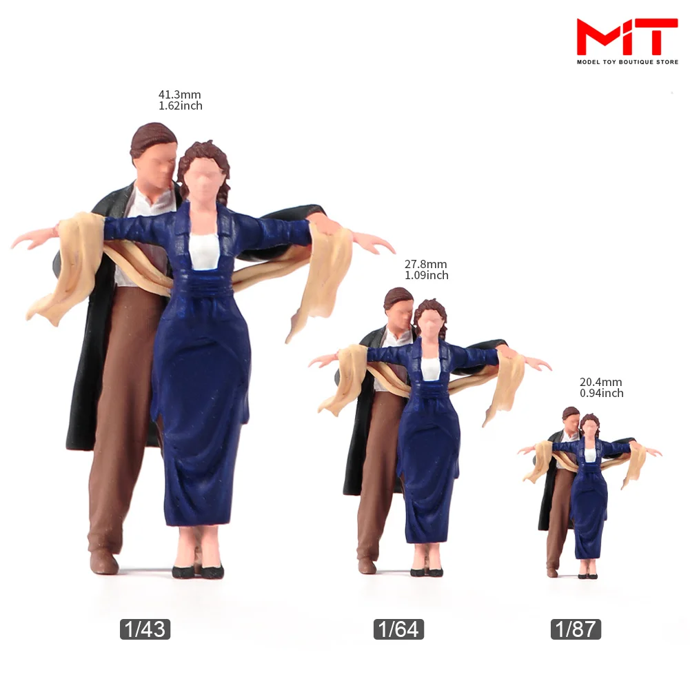 Miniatures Figurine 1/87 1/64 1/43 1/24  Lover Embracing on boat Male Female Figures Model Dolls DIY Creative Scene Props