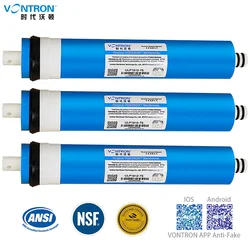 VONTRON-Osmose Reversa RO Membrana, Substituição do Sistema de Filtro de Água, Purificador para beber, 75GPD, 100GPD, ULP1812-75, ULP2012-100