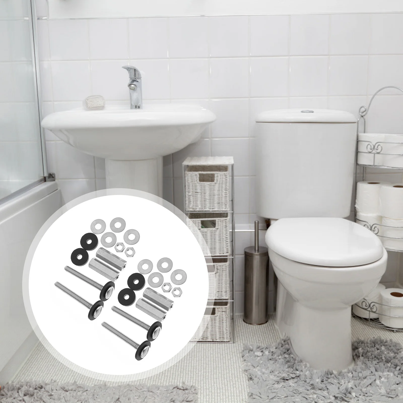 

4Pcs Stainless Steel Toilet Tank Bolt Durable Fixing Screws Replacement Kit Secure Toilet Bowl Seat Accessories
