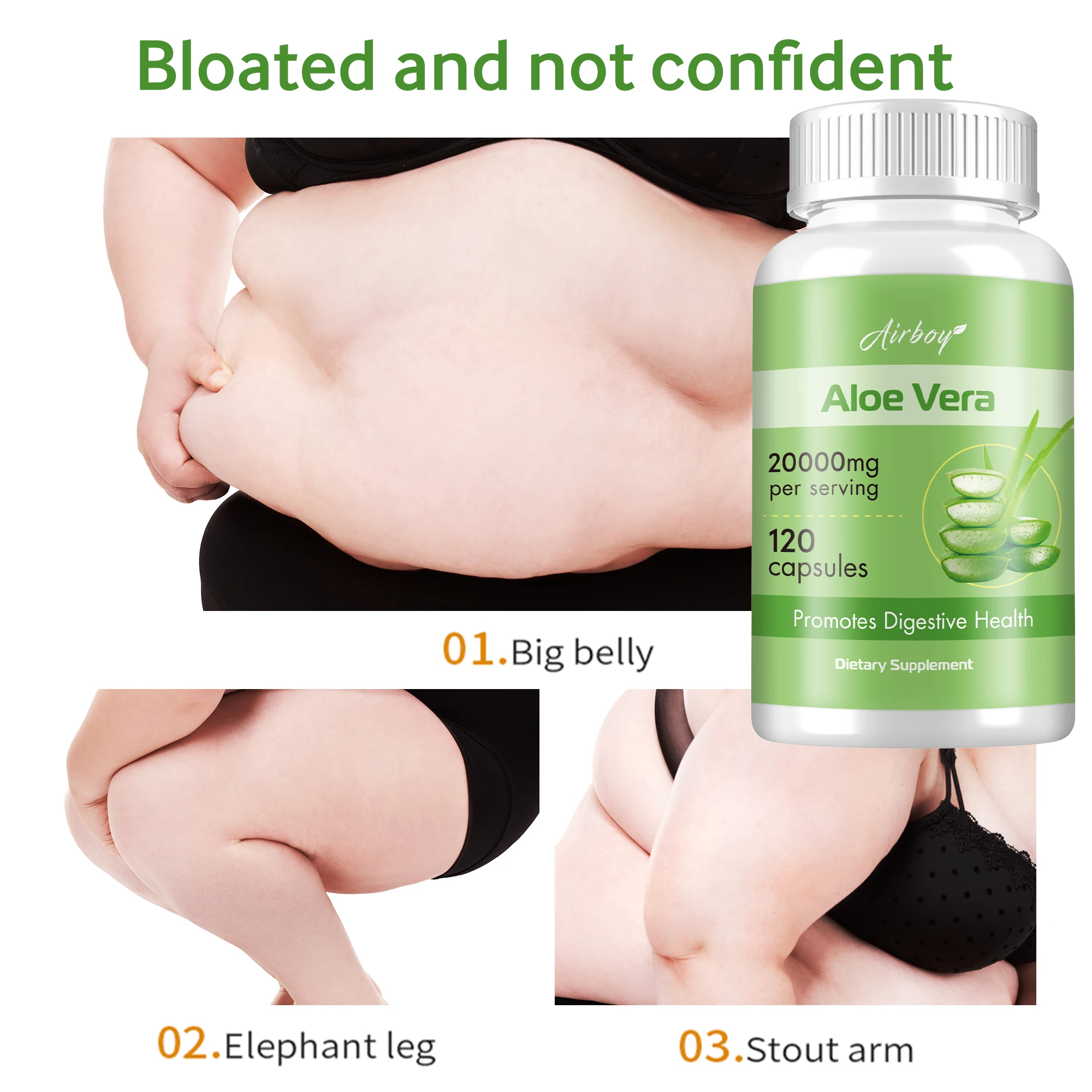 

Алоэ Вера - Управление весом, Уменьшение запоров Очищение толстой кишки, Поддержка пищеварения, Сприятие метаболизма - Без ГМО, Без глютена