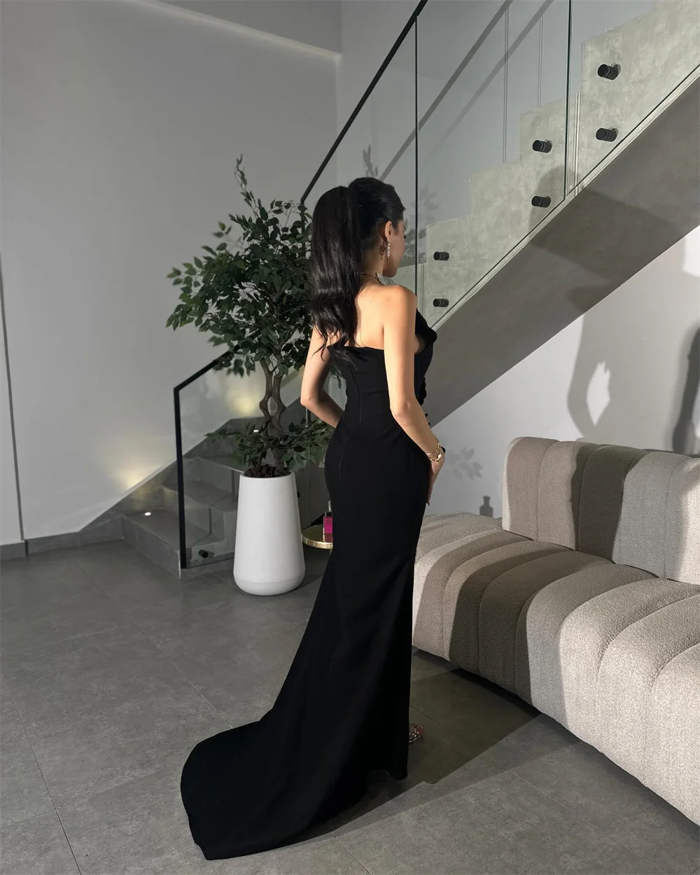 Customized Saudi Arabia Evening Dress Formal Prom Gown Dearin V-neck Column Ankle Length Skirts Bespoke Occasion Es Saud