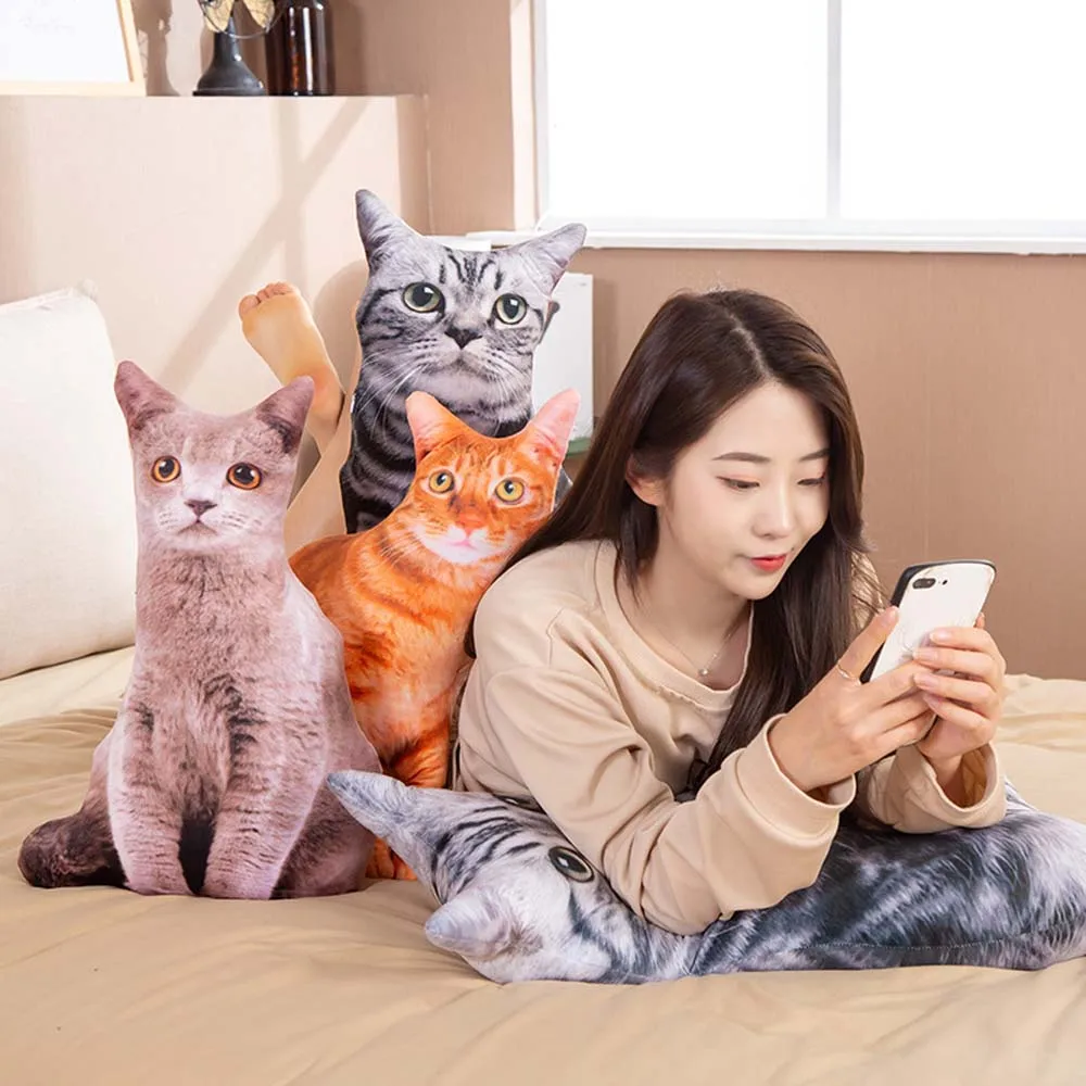 1 PCS 30/50cm Throw Pillow Funny Creative Cat Shape Cushion Simple Cute Simulation Cat Napping Pillow