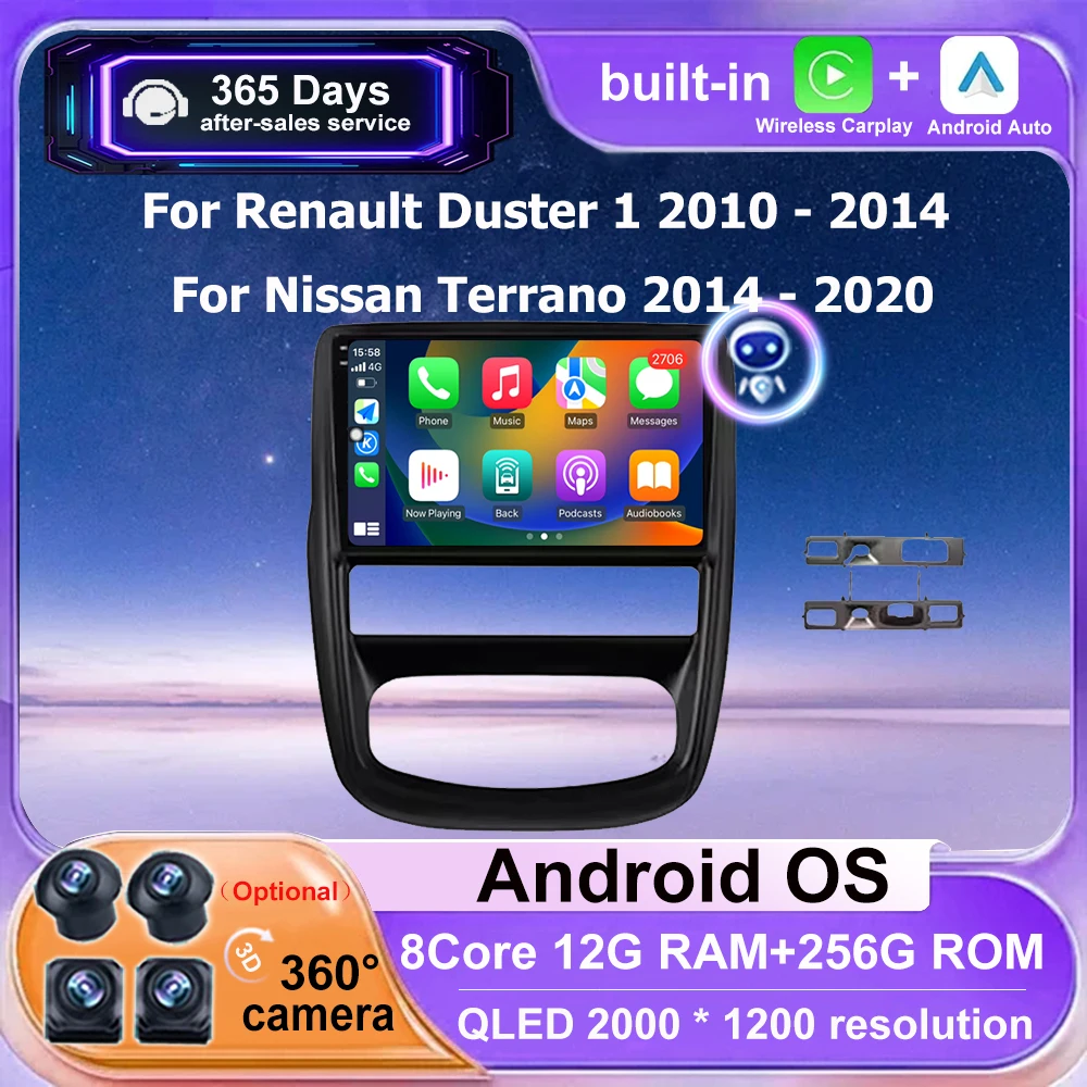 

Carplay Android Auto For Renault Duster 1 2010 - 2014 For Nissan Terrano 2014 - 2020 Multimedia Player Navigation Car Radio