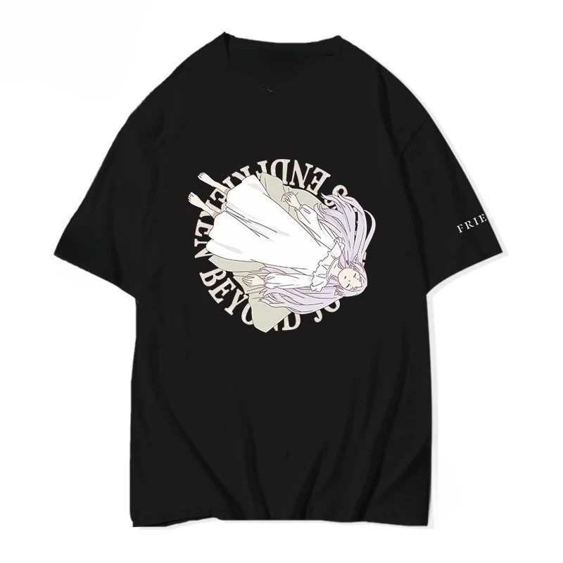 Camisa de dibujos animados de Anime a la moda Frieren Beyond Journey's End Fern Stark precio barato Material de poliéster de manga corta ropa Unisex