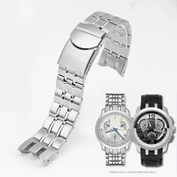 Curved End Toothed Steel Watchband for Swatch Flyback YRS403 YRS402 YRS412 YRS426 YRS402G Stainless Steel Watch Chain Strap 21mm