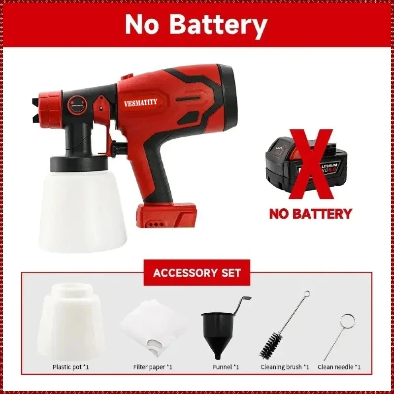 Professional grade cordless HVLP paint sprayer high power for auto furniture and steel coating tool for 18V Milwaukee battery