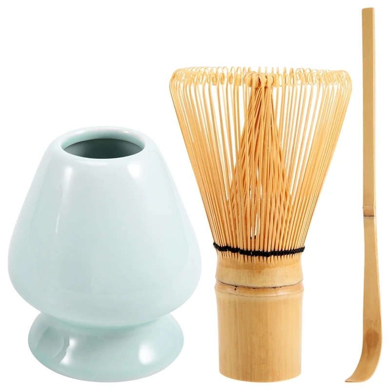 Matcha Whisk Set Bamboo Matcha Tea Set 100 Prong Matcha Whisk (Chasen), Traditional Scoop, Matcha Whisk Holder