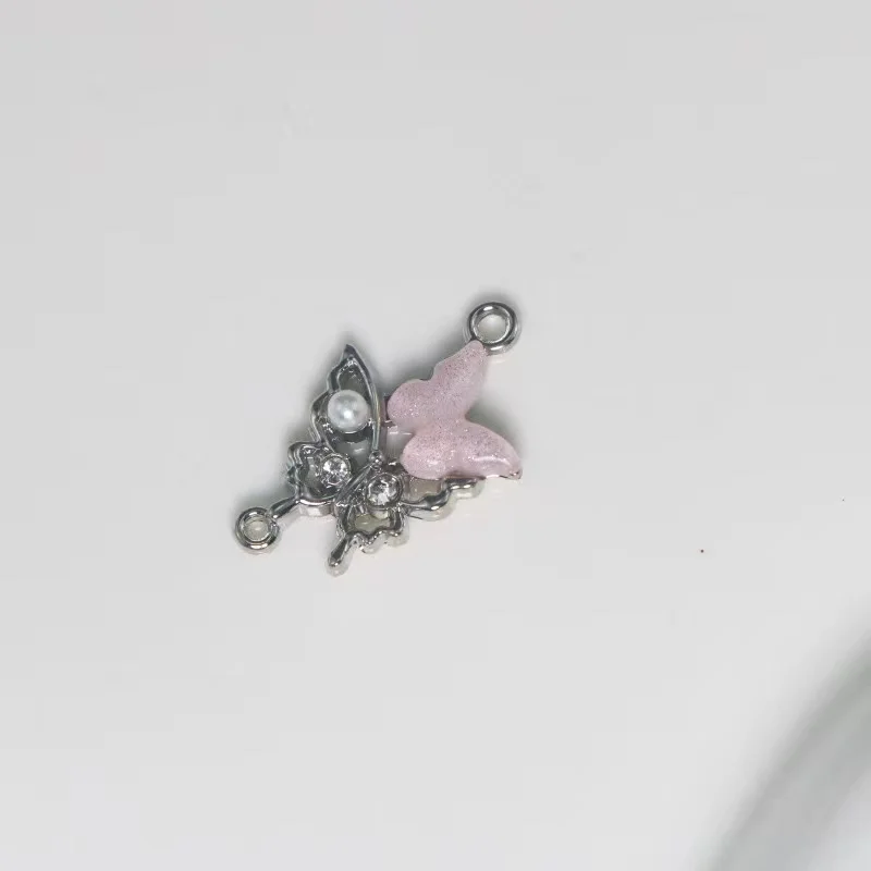 8Pcs Alloy Zircon charms Inlaid With Butterfly connector Pendant for DIY Bracelets Necklaces Earring Jewelry Accessories