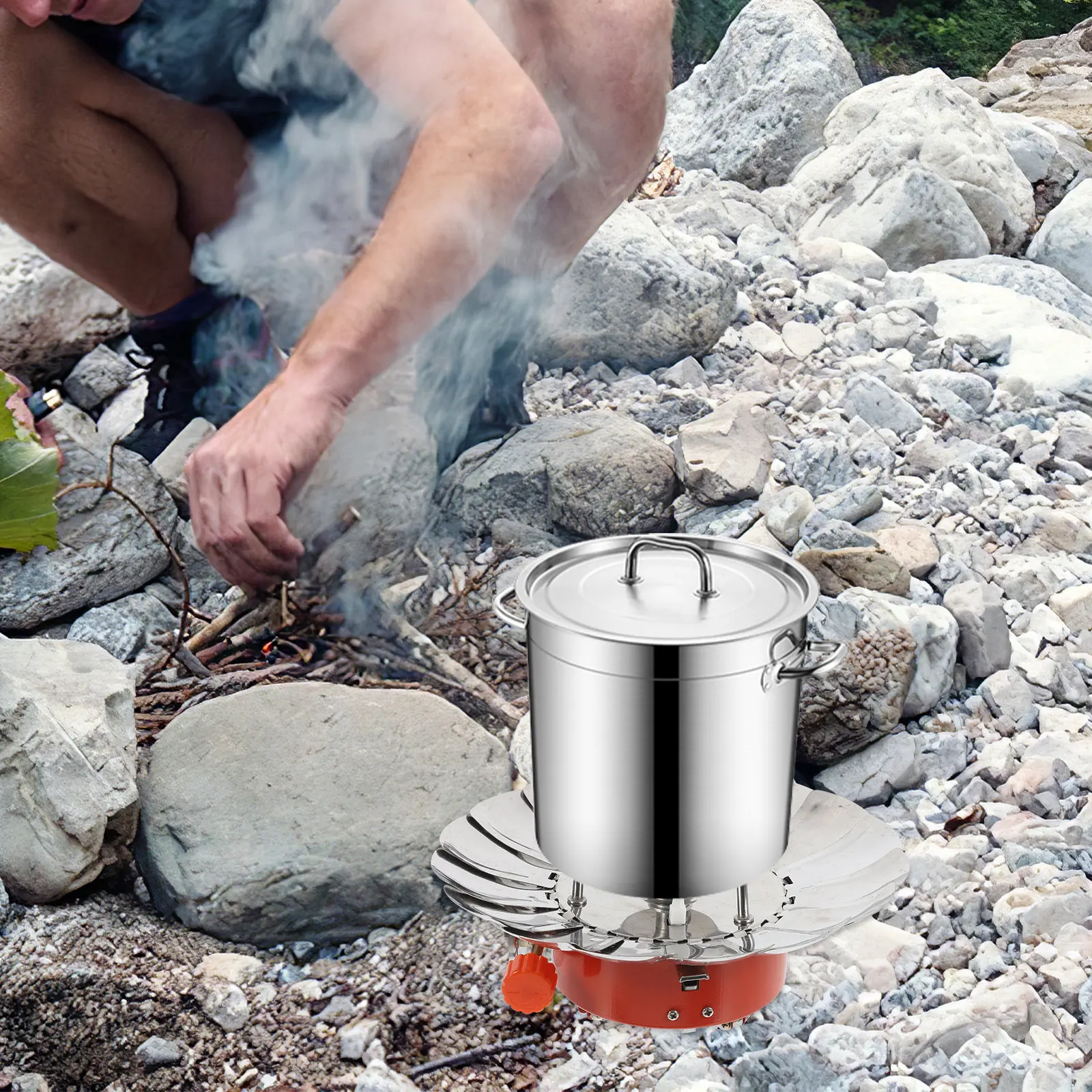 

Portable Mini Lotus Furnace Windproof Outdoor Gas Stove Camping Picnic Cooking Burner Energy Saving Stove End Lotus Furnace