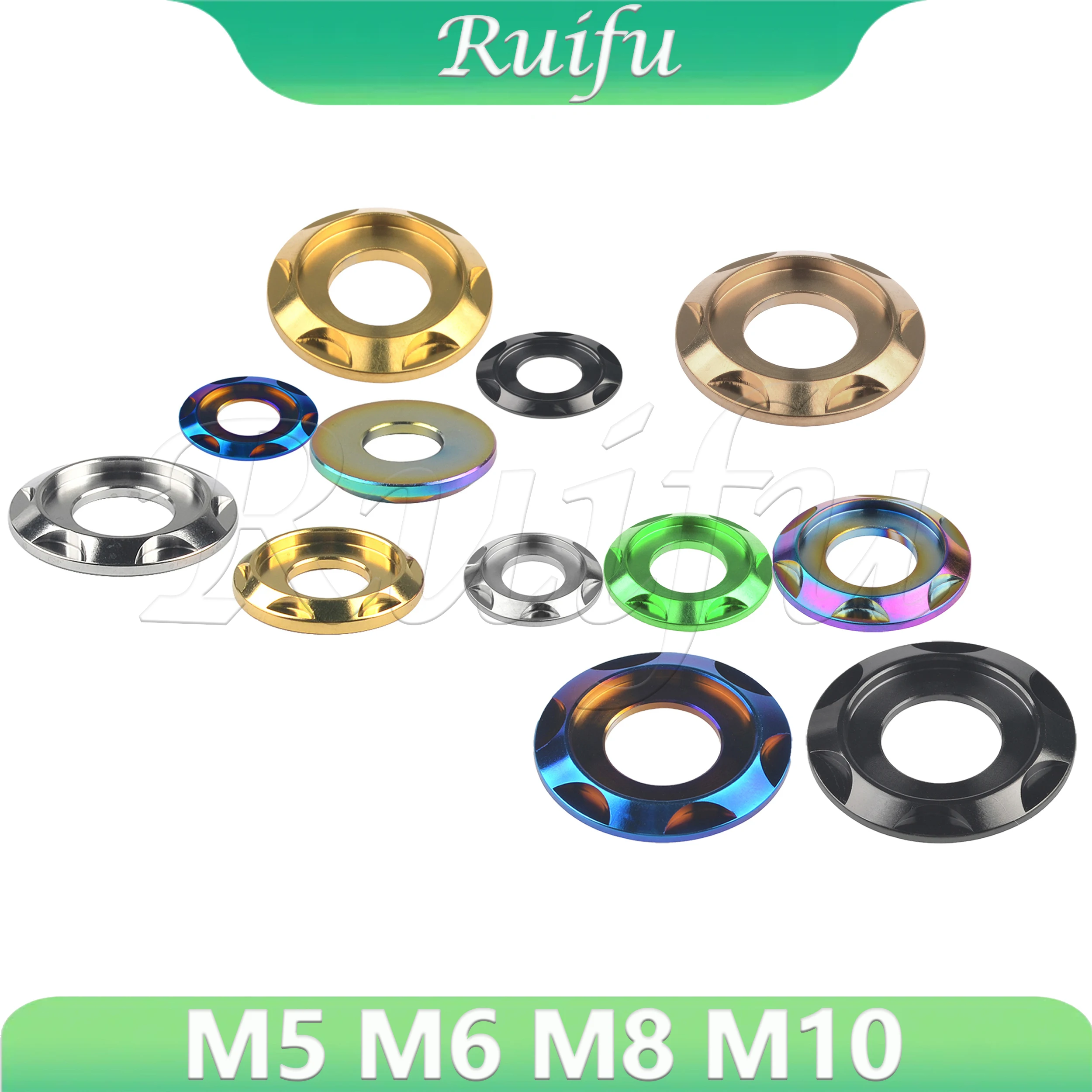 Ruifu Titanium Washers  M5 M6 M8 M10 Fancy Decorative Step Gasket Spacer for Bike Motorcycle Car