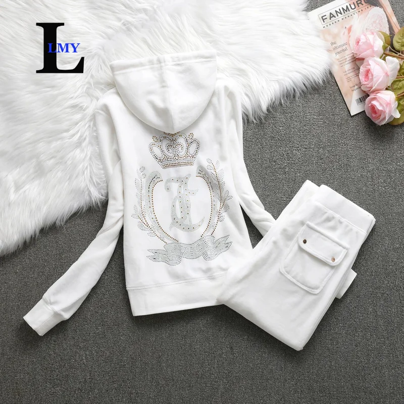 LMY JUICY TRACKSUIT velvet woman sweatshirt Casual Women Velvet Tracksuit Original Suit Women\'s Velvet Suit Diamond Juicy 2pc