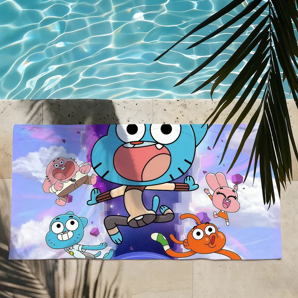 Cartoon W-World Of G-GumballS Towel Quick Drying Beach Towels Are Suitable For Swimming Pools Camping Yoga And The Gym