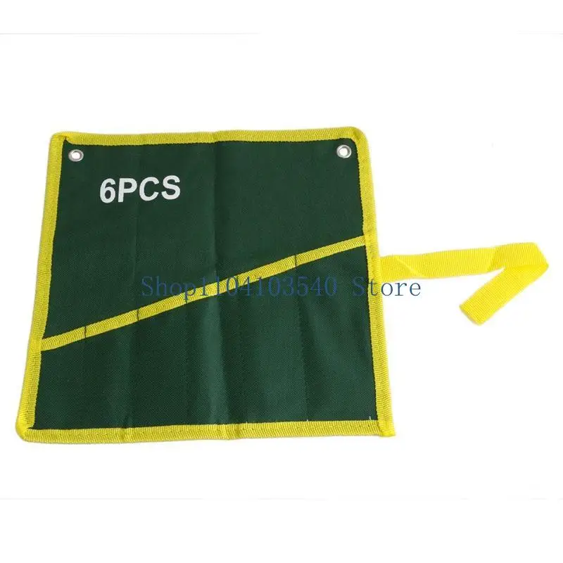 

02DC 6 Pockets Durable Canvas Spanner Wrench Tool Roll Up Storage Bag