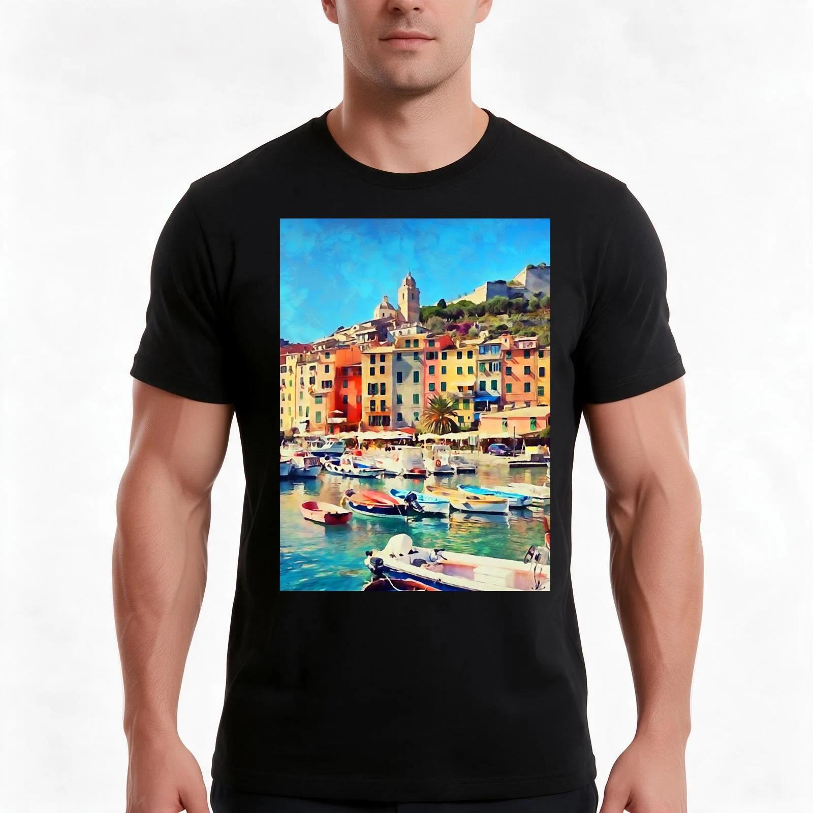 Italy, Cinque Terre T-Shirt, Summer Casual Cotton Tee, Oversized Streetwear Tops, Vintage Graphic Print, Loose Fit Short Sleeve