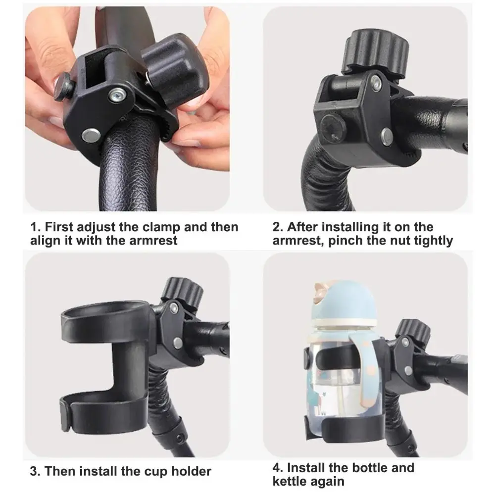 Portable Universal Stroller Water Cup Holder Stable Handbar Install Drink Holder Accessories Plastic Drink Cup Holder