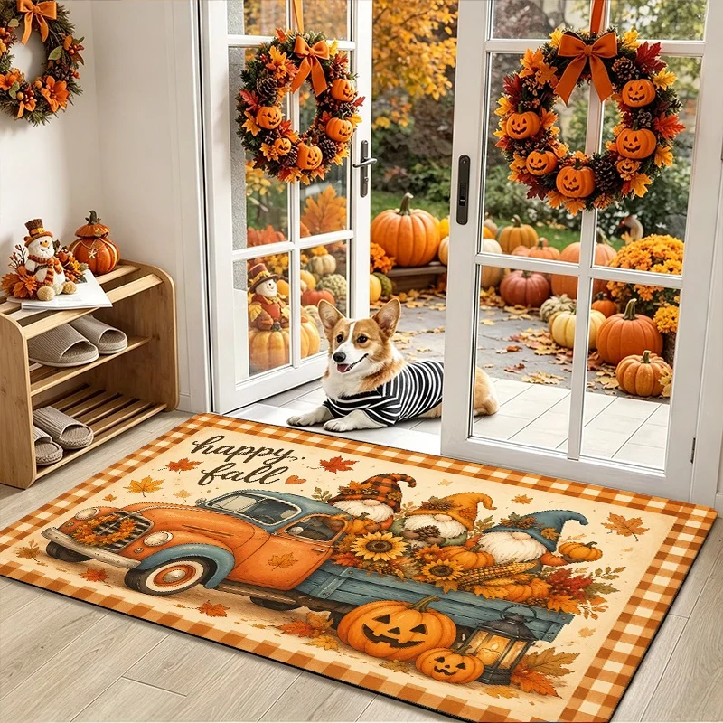 Trick Or Treat Halloween Doormat, Ghost Pumpkin Candy Print Entryway Floor Mat, Holiday Front Door Decor