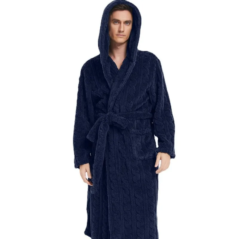 American-Style Oversized Pajamas: Soft Cotton Fleece Jacquard Hooded Men's Pajamas, Thickened Fall/Winter Couple's Pajamas