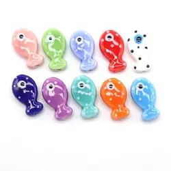 Handmade Craft Small Fish Beads Ceramic Cartoon Design Ceramic Spacer Loose Beads DIY Accessories Bracelet Making Kit for 10Pcs