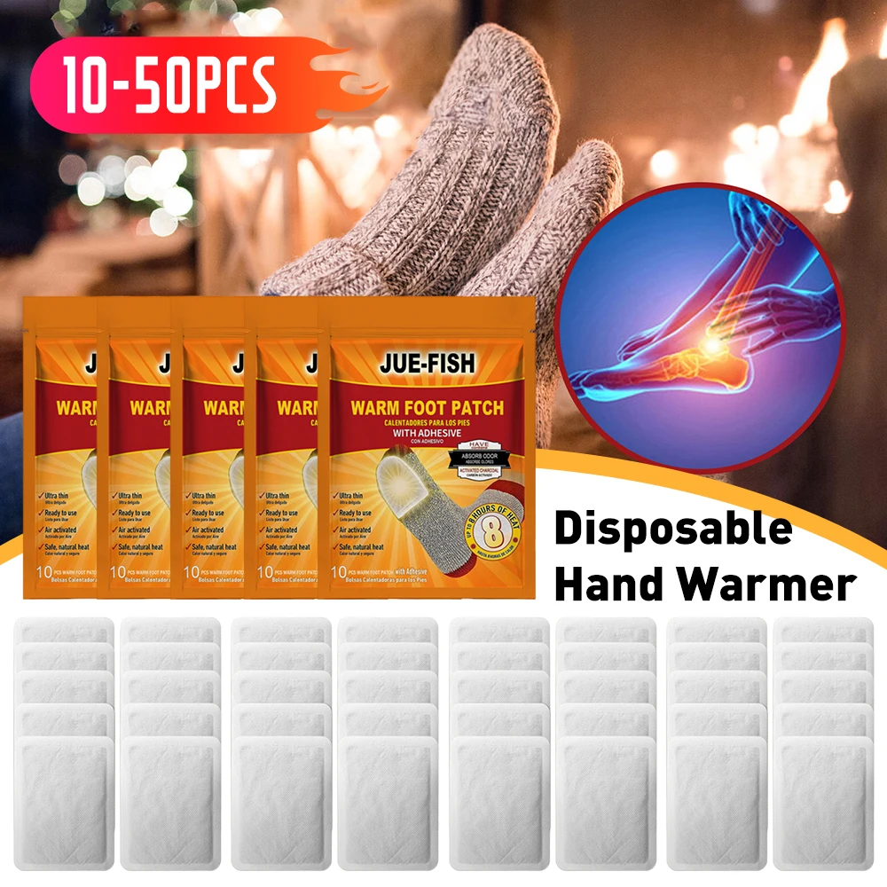10-50PC Scaldapiedi usa e getta Autoriscaldante a prova di freddo Inverno Esterno Cuscinetti riscaldanti per piedi naturali duraturi per lo sport invernali all'aperto
