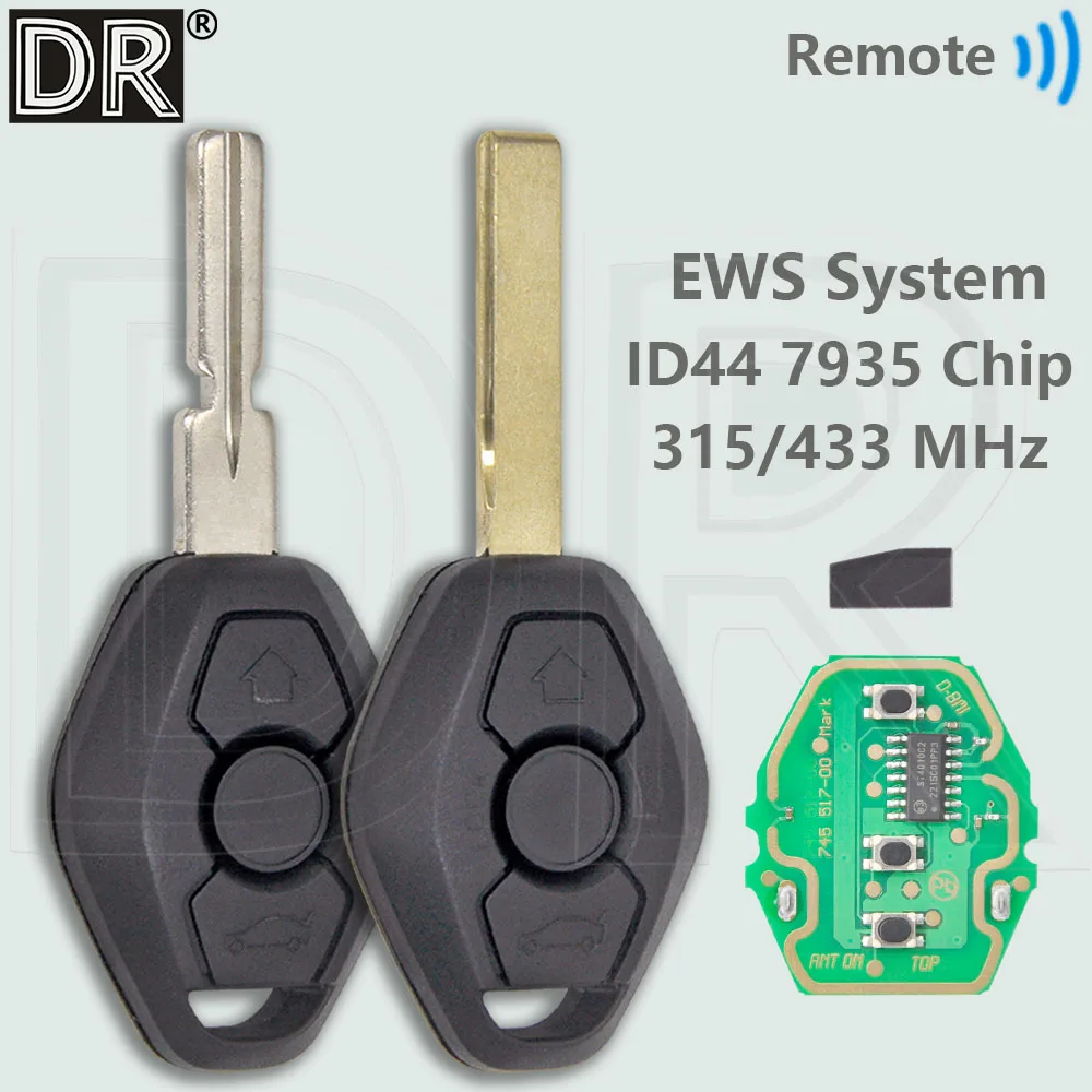 DR ID44 PCF7935 315MHz/433MHz EWS System Car Remote Control Key For BMW 1 3 5 7 E38 E39 E46 E65 X3 X5 Z3 Z4