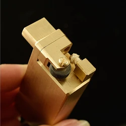 Copper Brass Gasoline Lighter Trench Kerosene Oil New CNC Handmade Cuboid Pure Pumping Igniter-5.8cm Cigarette Accessories Gift