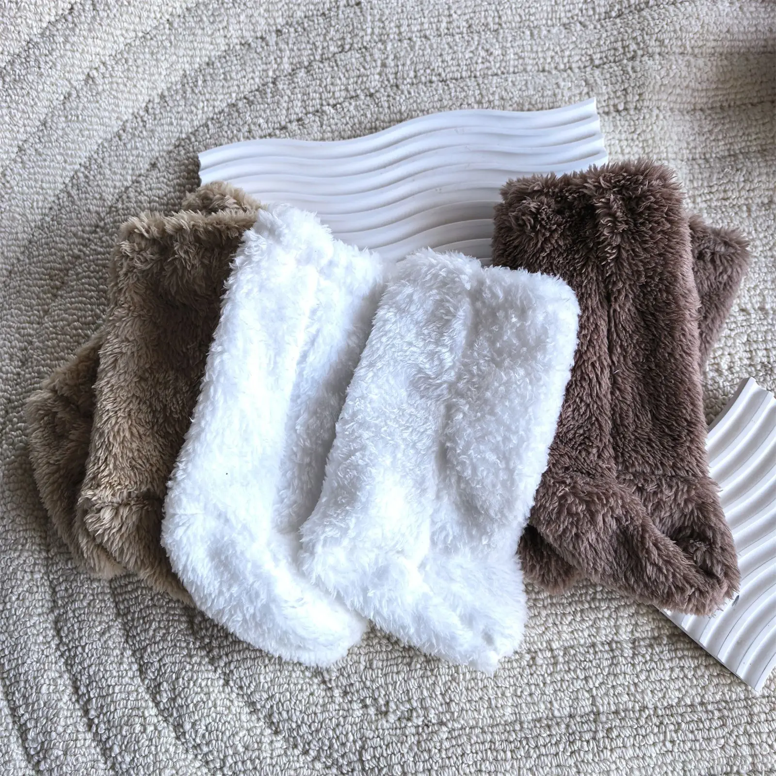 

0-24M Newborn Non-Slip Baby Slipper Socks Skid-Proof Soles for Boys Girls Infant Booties Winter Sherpa Fleece House Shoes Sock