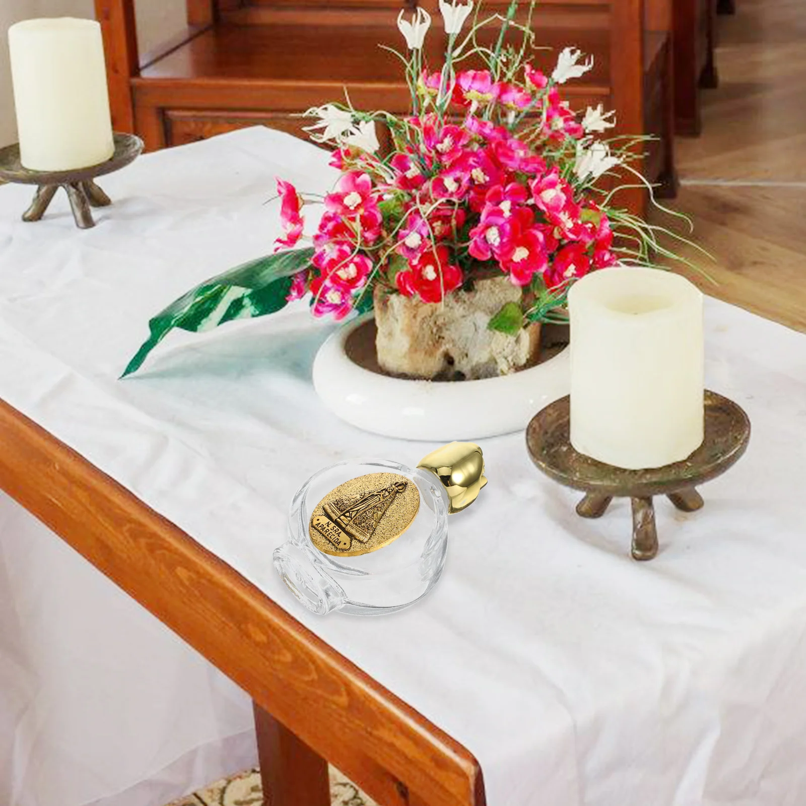 

2Pcs Embossed Glass Holy Water Bottle Portable Lightweight Leakproof for Church Festival Wedding Refillable Bottles