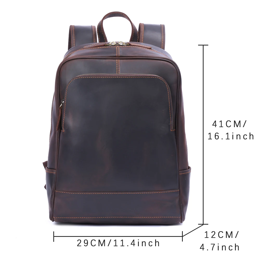 S.WORKER Vintage Echtleder Herrenrucksack Laptop-Tasche Casual Crazy-Horse Leder Schultasche Outdoor Weekender-Tasche – Detail 3