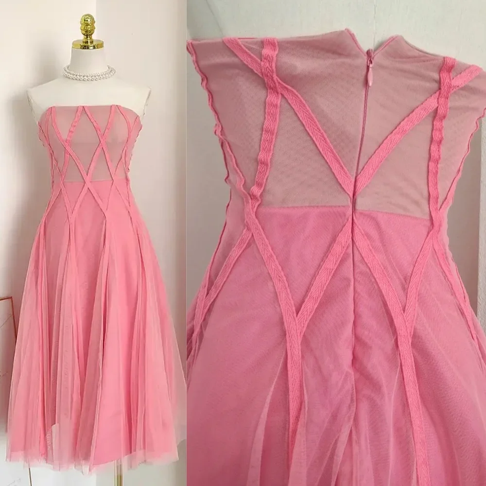 

Customized Jersey Ruched Beach A-line Strapless Bespoke Occasion Gown Midi Dresses