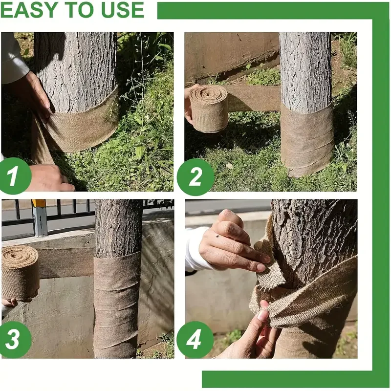 1pc Garden Jute Wrap Durable Jute Fabric Wrap Waterproof Bark Protector For Winter Tree Trunks Plants Gardening Accessories