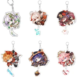 2024 Key Chain Ring Cute Yae Miko Wanderer Tartaglia Nahida Kaedehara Kazuha Hu Tao Cartoon Keyring Pendant Gift
