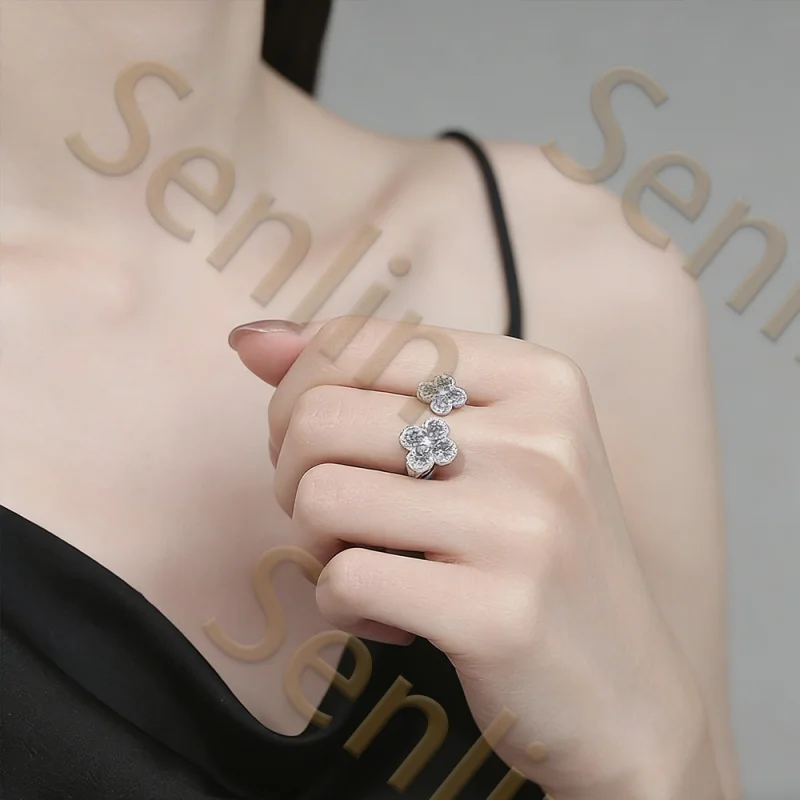 senlin-2025-nuevo-anillo-abierto-de-trebol-de-4-hojas-anillo-de-cristal-de-circon-chapado-en-plata-joyeria-de-fiesta-de-lujo-minimalista-de-moda-ajustable