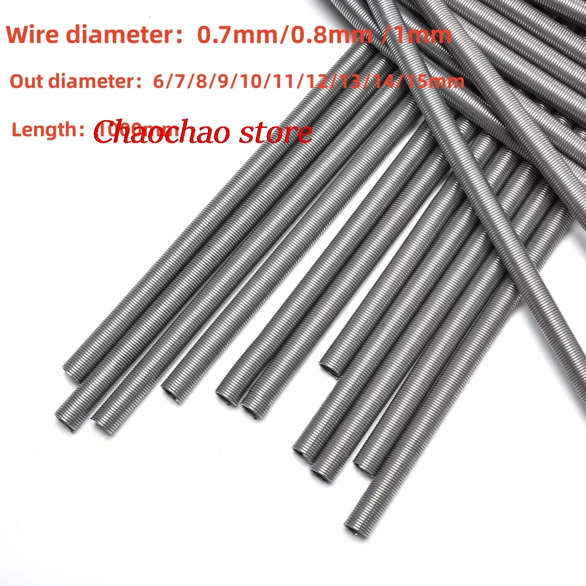 2PCS, Small Thin Long Flexible Tube Extension Compression Spring,0.7/0.8/1mm Wire Diameter*6/8/10/12/15mm Out Dia*1000mm Length