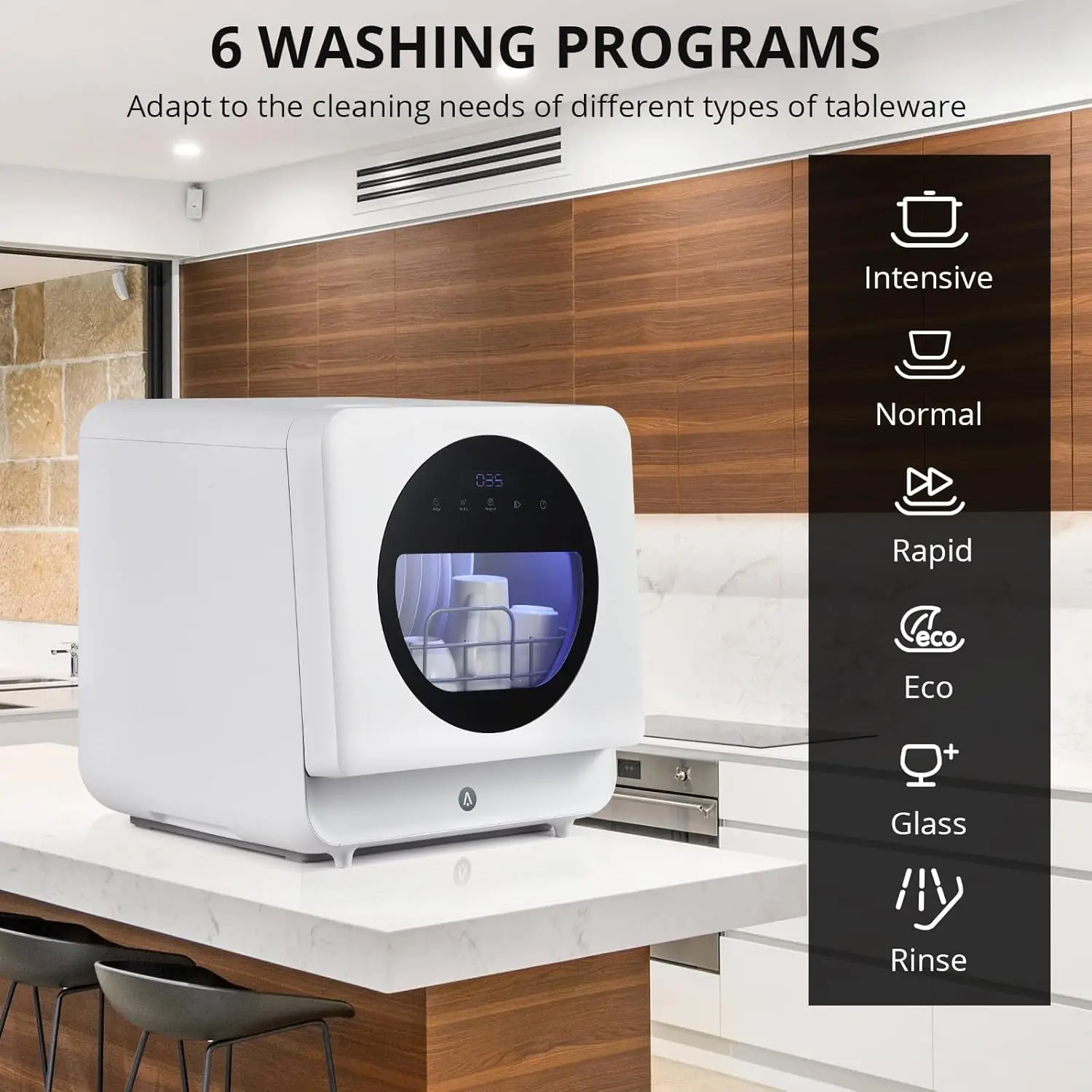 غسالة أطباق على سطح الطاولة 6 برامج غسيل منخفضة الضوضاء 2 طرق مدخل المياه قوية لتجفيف الهواء الساخن غسالة أطباق محمولة للمنزل