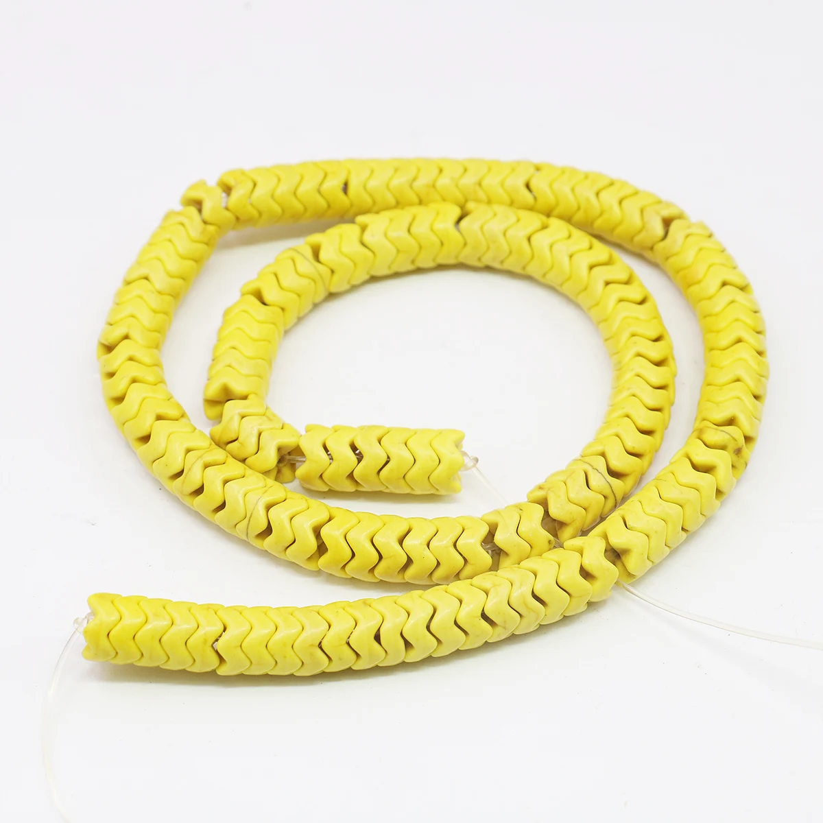 8mm Wave Yellow Turkey Turquoise Howlite Chalcedony Beads DIY Loose 15inch Jewelry Making Semi Semi Finished Stone Laminated