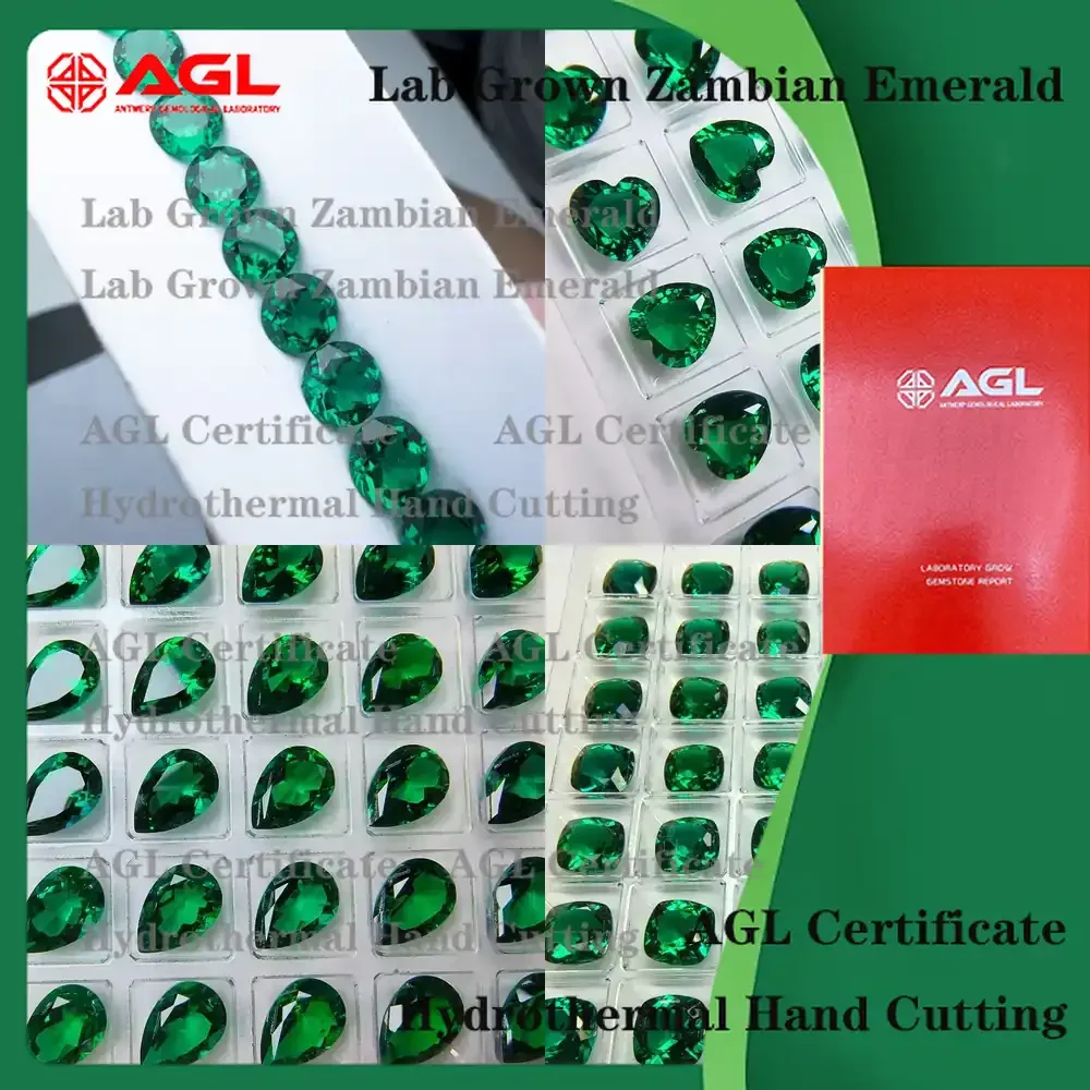 

Lab Grown Zambian Emeralds for Jewelry Making Hydrothermal Synthesized Emerald Gemstones Hand Cut Faceted Oval Round Square