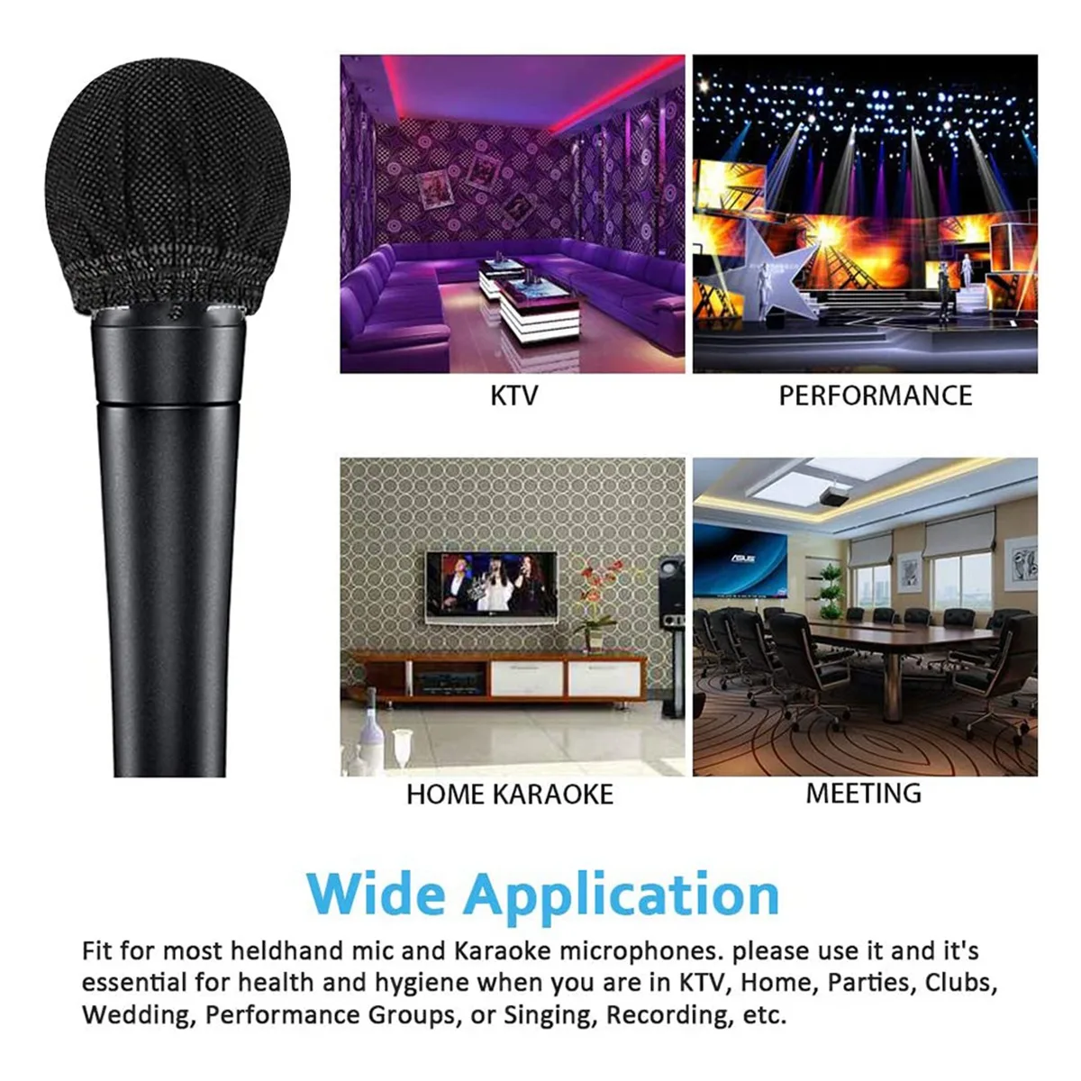 AAA87 100 Pcs Disposable Microphone Cover Handheld Microphone Protective Cap Musical Microphone Cover for KTV Karaoke Bar,Etc