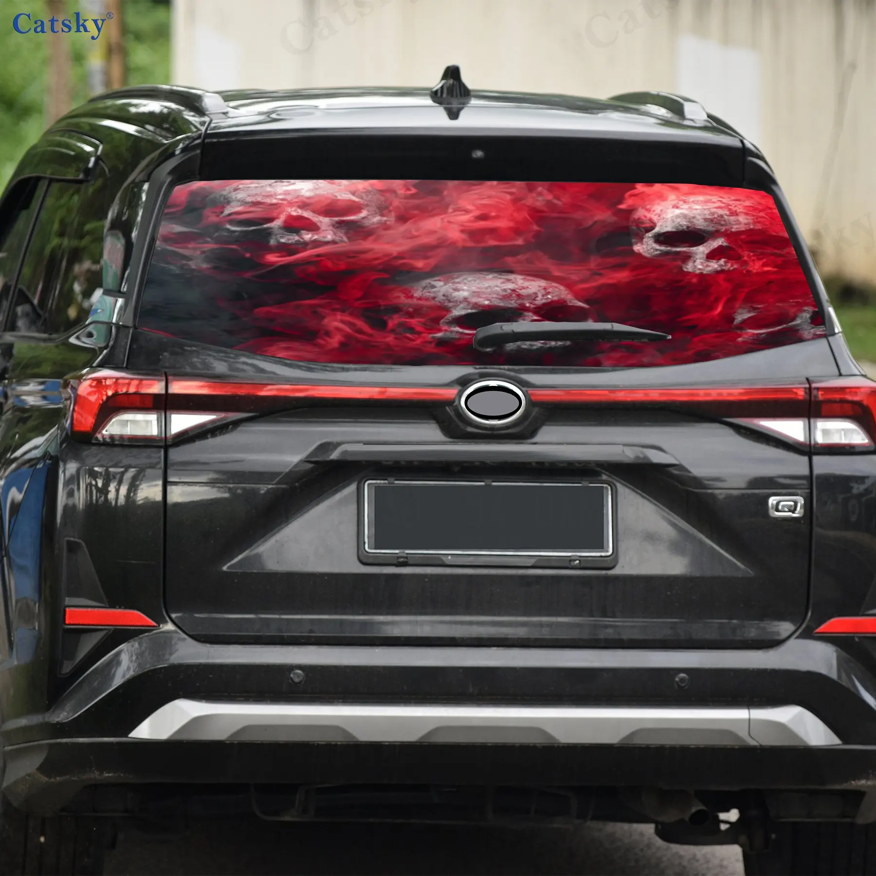 ملصق نافذة السيارة الخلفي ذاتي اللصق من مادة PVC لهب الدم من Smoke Ember، سهل اللصق دون السقوط، waterp #4