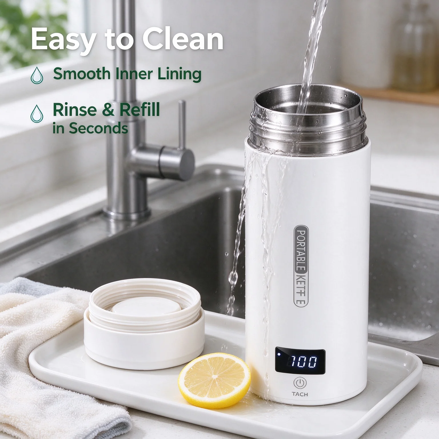 500ML Electric Kettles Portable Tea Coffee Kettle Travel Boil Water Thermal Cup Anti-Scald Water Bottle English Menu