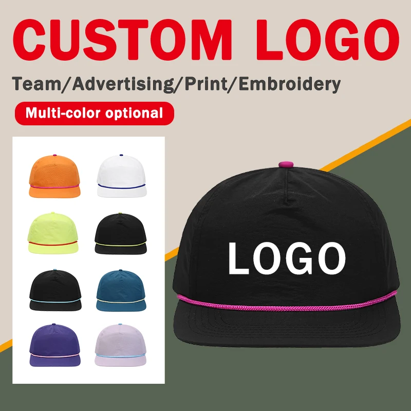 New Color Strap Baseball Cap Customizable Logo Summer Autumn Outdoor Sunscreen Leisure Retro 5-panel Quick-drying Hats Unisex