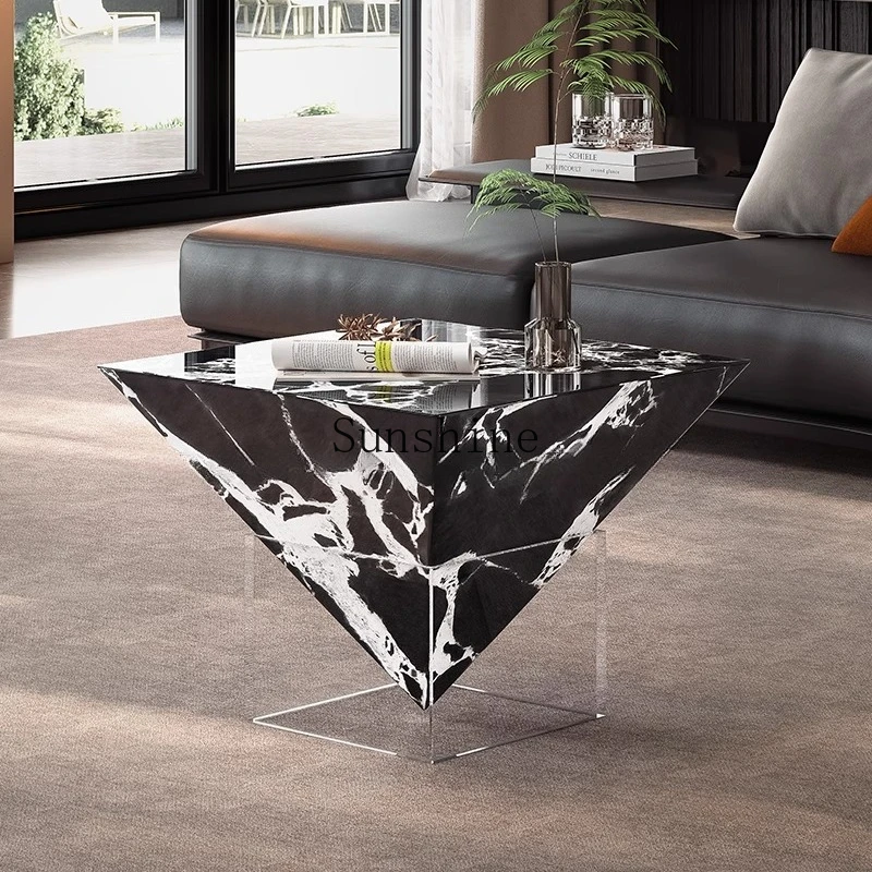 

Household Italian minimalist light luxury high-end living room square exquisite suspended creative coffee table