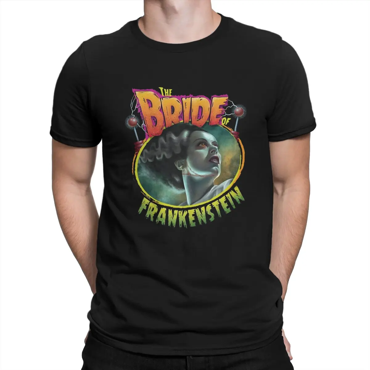 Men's T-Shirts The Bride of Frankenstein Novelty 100% Cotton Tees Short Sleeve House of Frankenstein Horror film T Shirt Tops