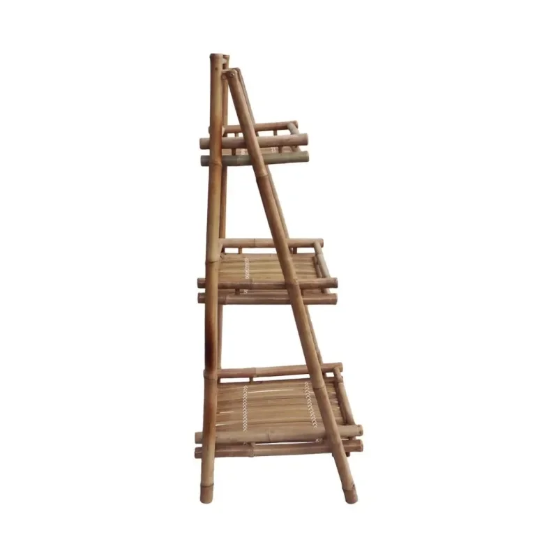 

Folding frame bamboo plant display stand