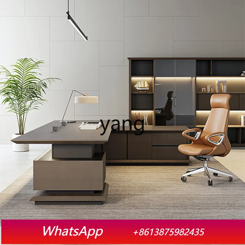 

LMMlight luxury president boss desk chairperson office furniture table and chair combination