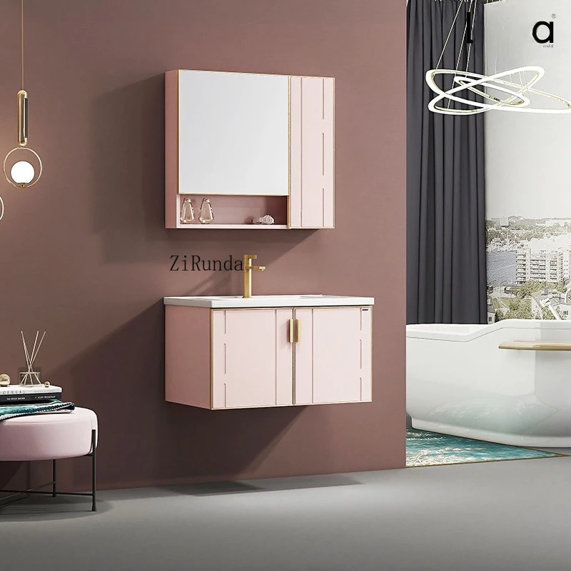 Armário de banheiro integrado de cerâmica montado na parede conjunto de banheiro lavatório banheiro simples