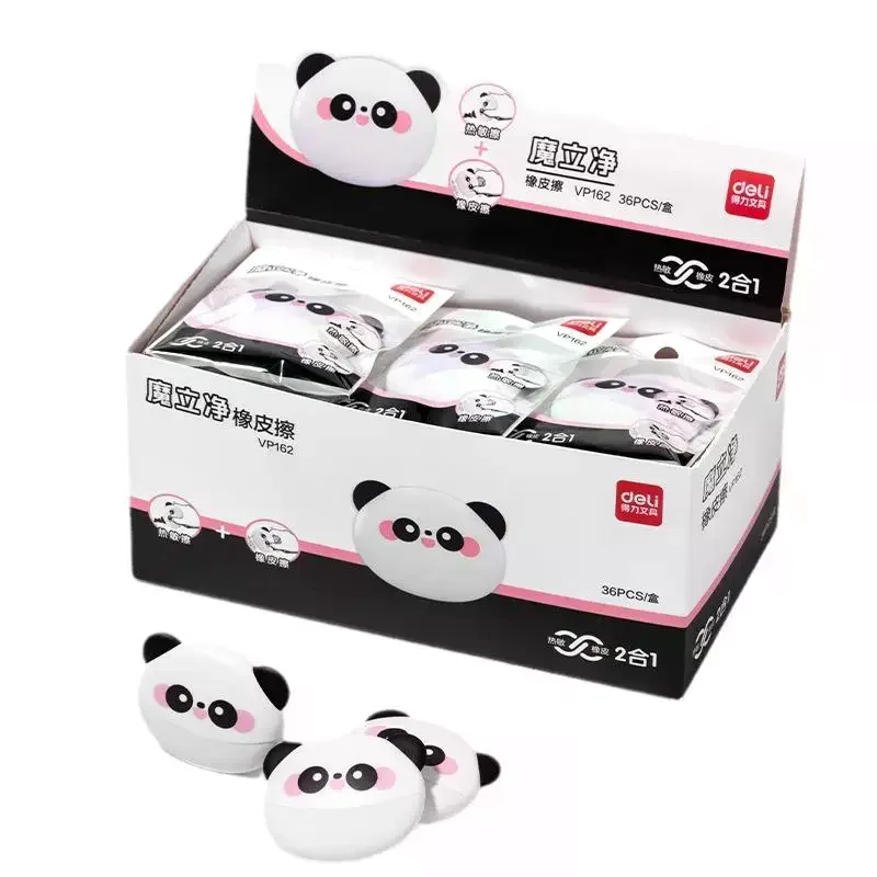 2PCS Kids Gift Panda Style Thermal Eraser Dual Purpose Erasers Creative Stationery For School Office Easy To Wipe Supplies