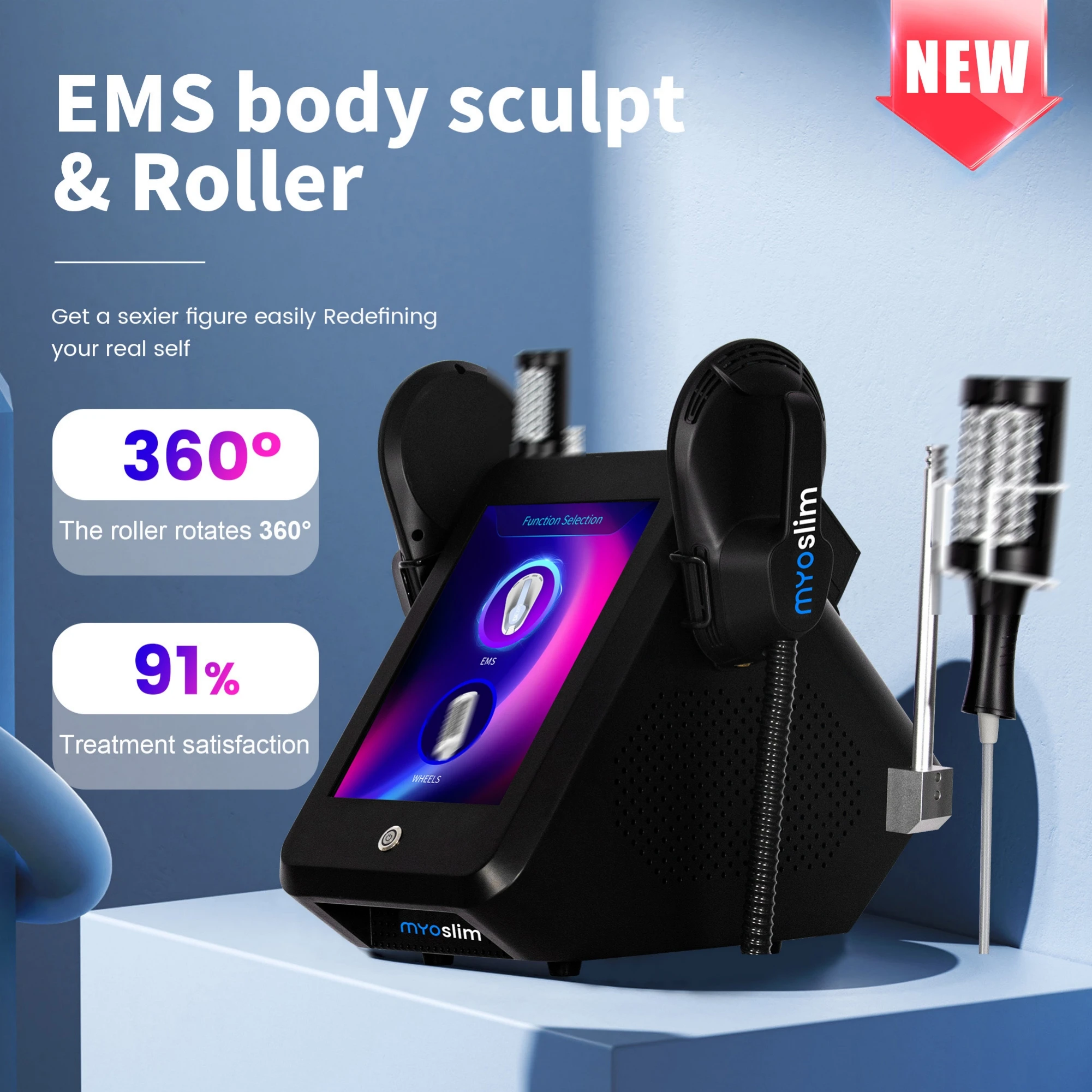 MYOslim 2 in 1 EMS Inner Ball Roller Body Shaper 6500W Muscle Toning Fat Decomposition Lymphatic Drainage Beauty Salon Use
