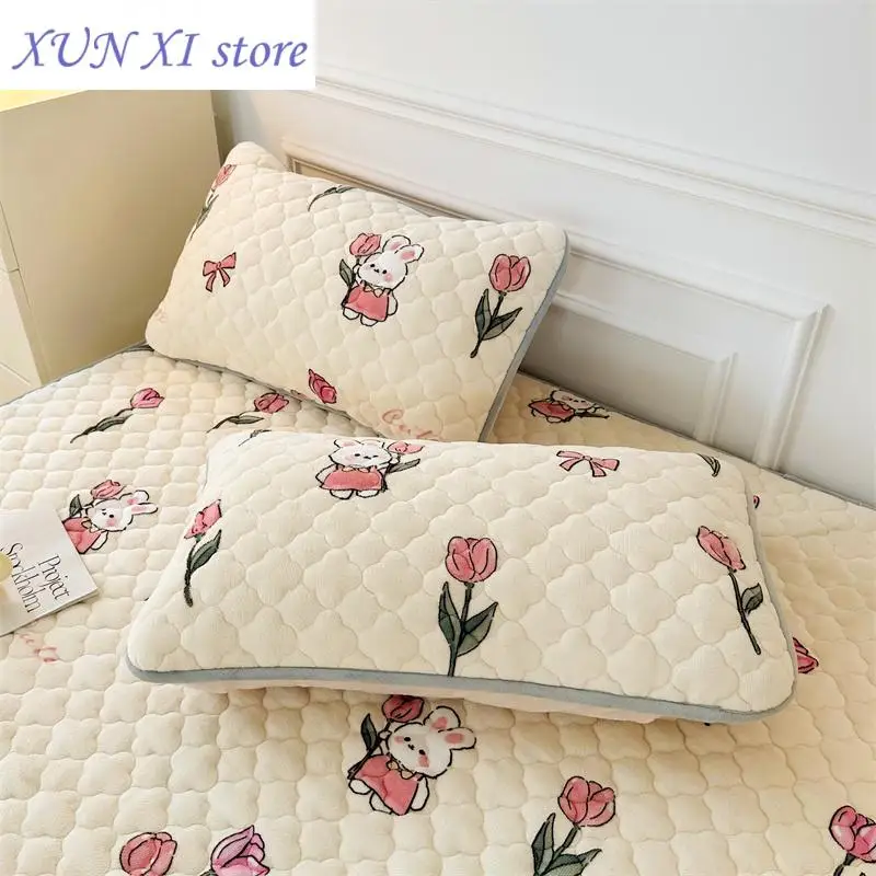 

New 2pcs Pillowcase Velvet Pillow Cover Cartoon Style Pillowslip funda almohada 48x74cm Cushion Cover Rectangle Pillow Case