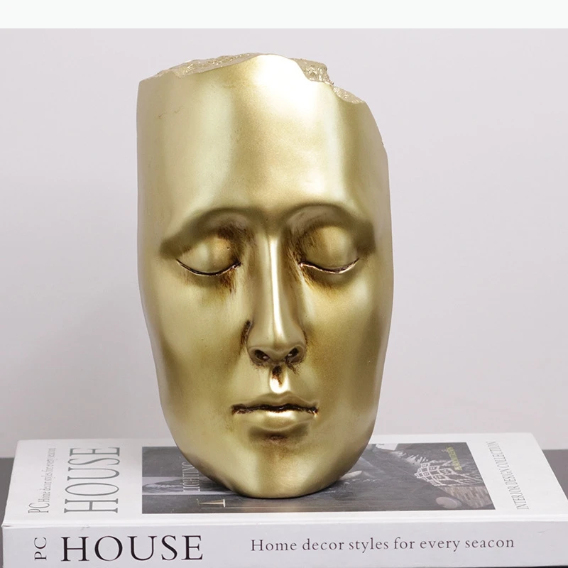 Resin Handicraft Abstract Sculpture Closed Eyes Decorative Figurines Home Decoration Accessories